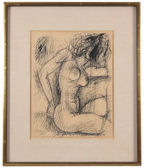 Marcel Gromaire, Seated Nude, Ink on Paper