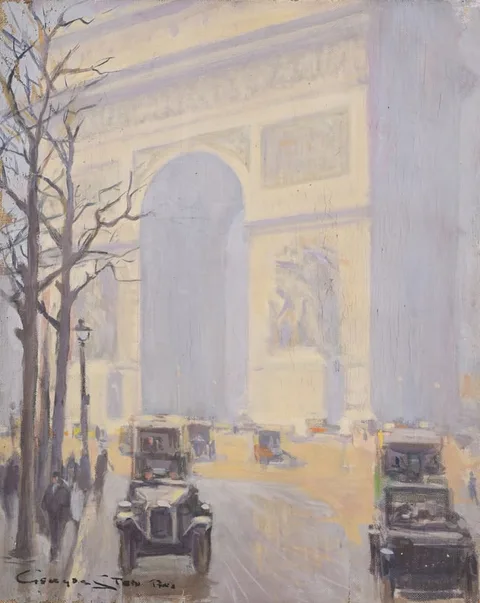 Georges Stein, Paris, the Arc de Triomphe, Oil on Canvas