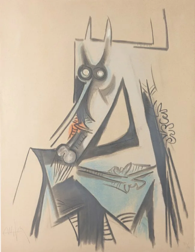 The Regard Vertical by Wifredo Lam, Color Lithograph on Paper, sold Aug 2025