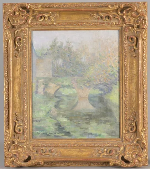 Edmund Greacen, Bridge at Giverny, Oil on Canvas