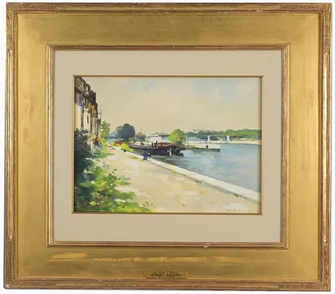 Albert Lebourg, La Seine a Paris, 1920, Watercolor