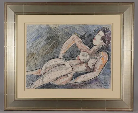 Marcel Gromaire, Lounging Nude, Ink on Paper