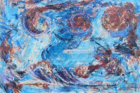 Thomas Koether, Water Wheels, Mixed Media / Pastel on Paper