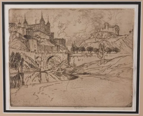 Joseph Pennell, The Alcazar, Toledo, 1904, Etching with Drypoint