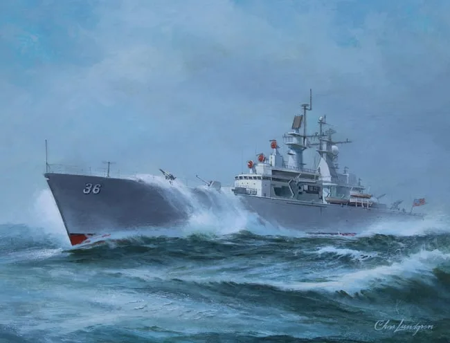 U.S.S. California by Charles Lundgren, Oil on Masonite, sold Aug 2025