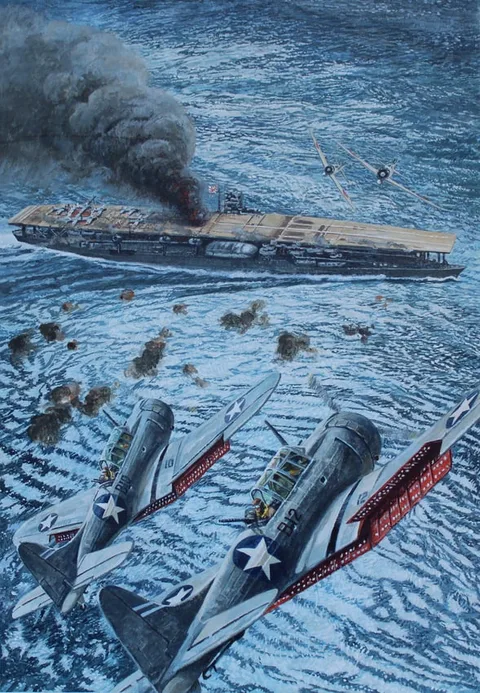 Brian Sanders, Battle of Midway - U.S. Aircraft, Oil on Canvas
