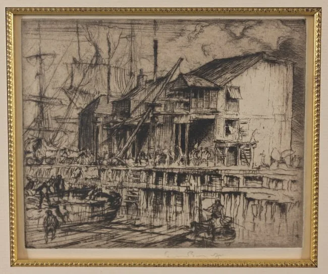 The Pier by Frank Brangwyn, Etching and Drypoint, sold Aug 2025