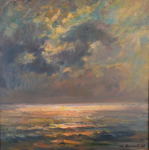 Umberto Corradi, Ligurian Sea, Oil on Canvas