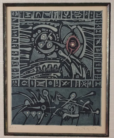 Gabor Peterdi, Aquarium, 1966, Etching