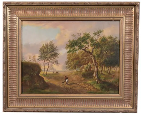 Barend Cornelis Koekkoek, A Wooded Path, Oil on Beveled Wood