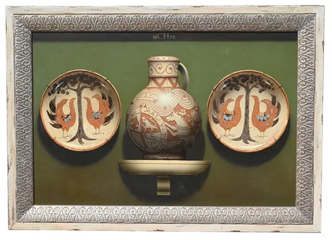 Frederick Clifford Harrison, Plates and Jar, Oil on Board