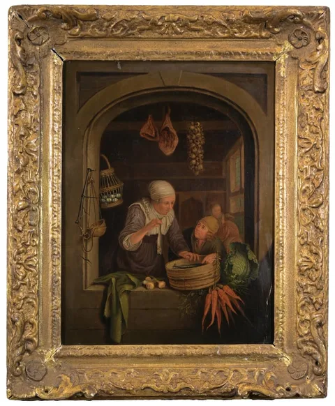 Gerrit Dou, The Herring Seller, oil on panel