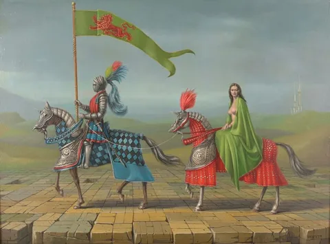 Raymond Whyte, Blue Knight, Oil on Board