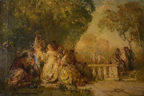 Frederick Ballard Williams, Ladies in Garden, Oil on Canvas