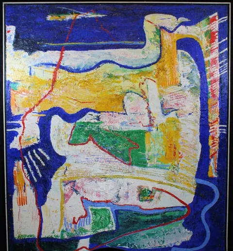 Thomas Koether, Untitled - Blue Yellow Green White Red, Oil on Canvas