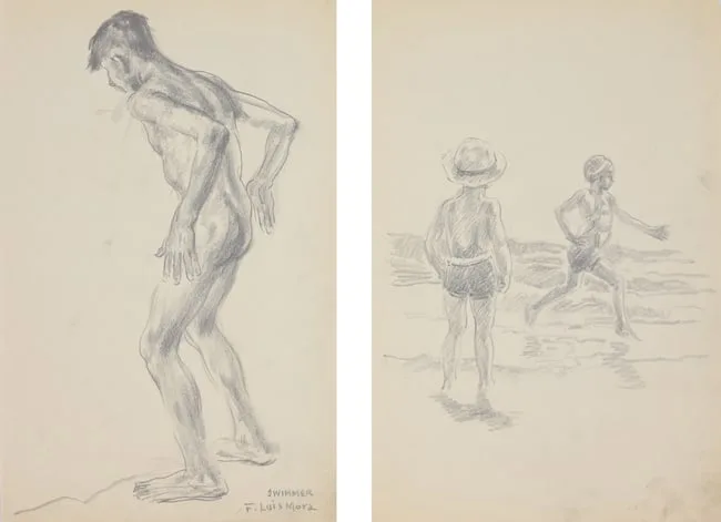 Swimmers by Francis Luis Mora, Pencil on Paper, sold Sep 2025