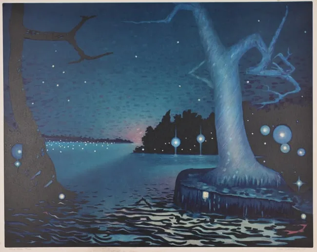 Fireflies by Buell Whitehead, Lithograph, sold Sep 2025