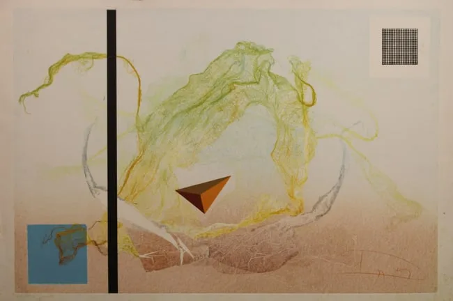 László Dús, Object in Space 12, Color Lithograph