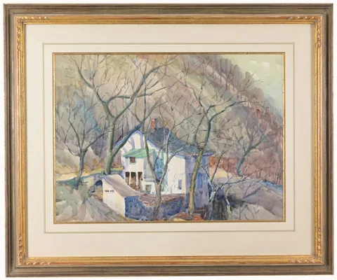 Edward K. Williams, House at the Foot of the Hill, Watercolor on Paper