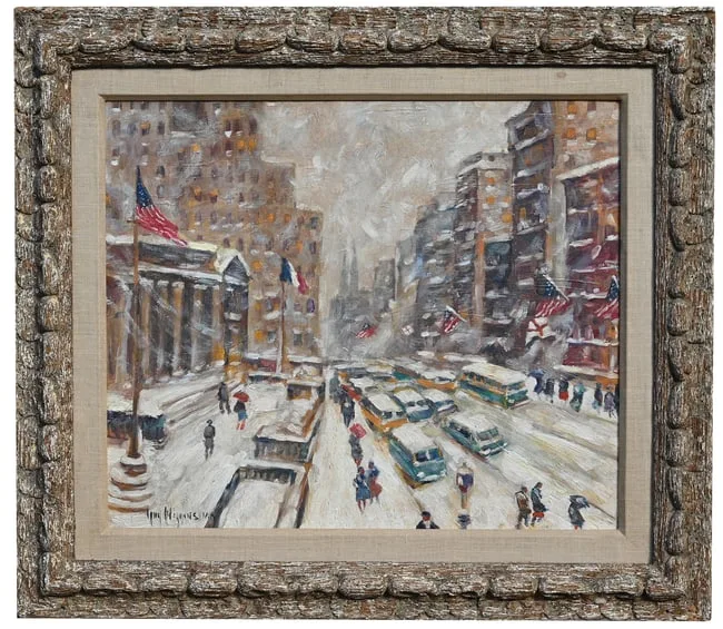 Guy Carleton Wiggins, The Public Library in Winter, Oil on Board