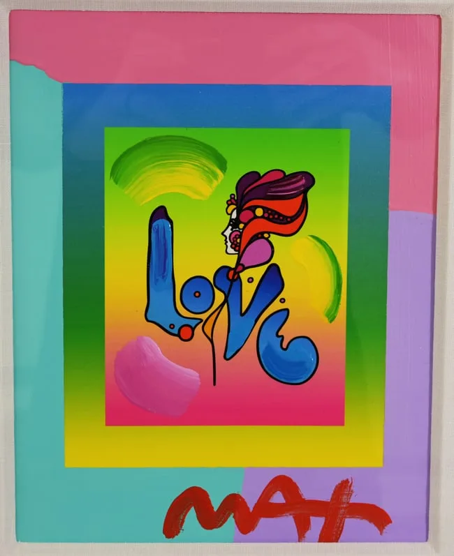 Love on Blends by Peter Max, Mixed Media on Paper, sold Nov 2025