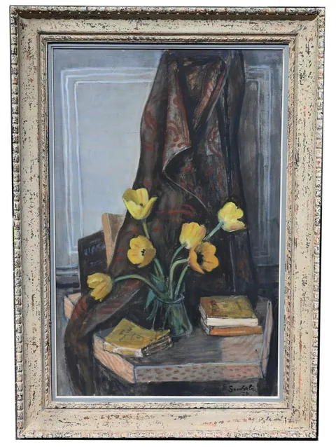 Jean Souverbie, Tulipes Jaunes, 1970, Oil on Canvas
