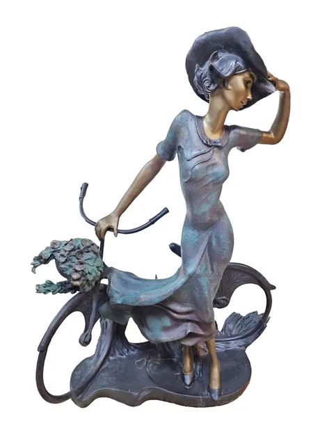 The Bicycle Spring Time by Louis Icart, Bronze, sold Nov 2025