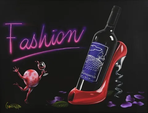 Wine and High Heels by Michael Godard, Mixed Media on Canvas, sold Nov 2025
