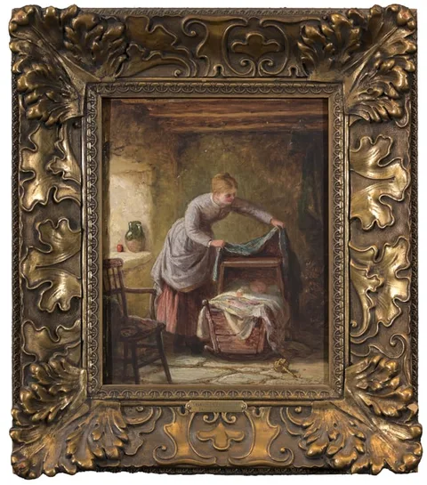 Charles Stuart, The Young Mother, 1890, Oil on Artist Board