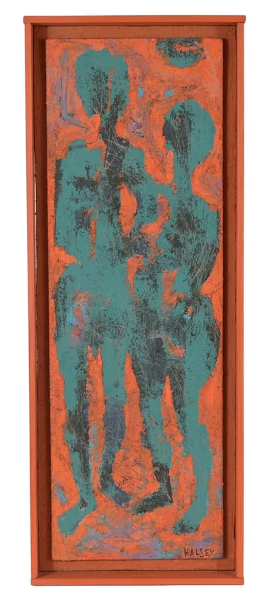 William Melton Halsey, Adam and Eve II, 1972, Oil and Sand on Masonite