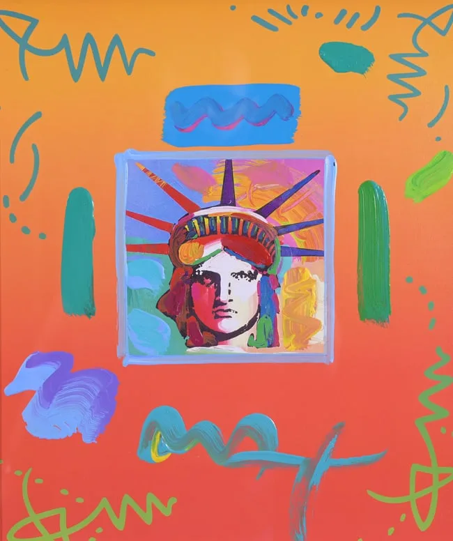 Liberty Head II Collage by Peter Max, Mixed Media, sold Jan 2026