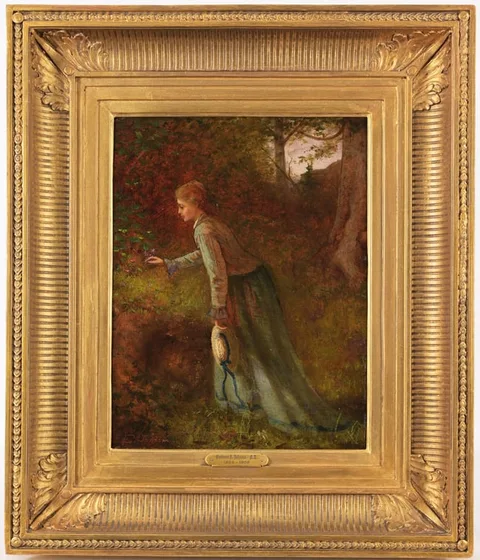 Eastman Johnson, Gathering Wild Flowers, Oil on Board