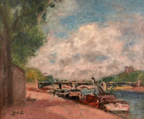 Georges d'Espagnat, Along the Seine in Paris, Oil on Canvas