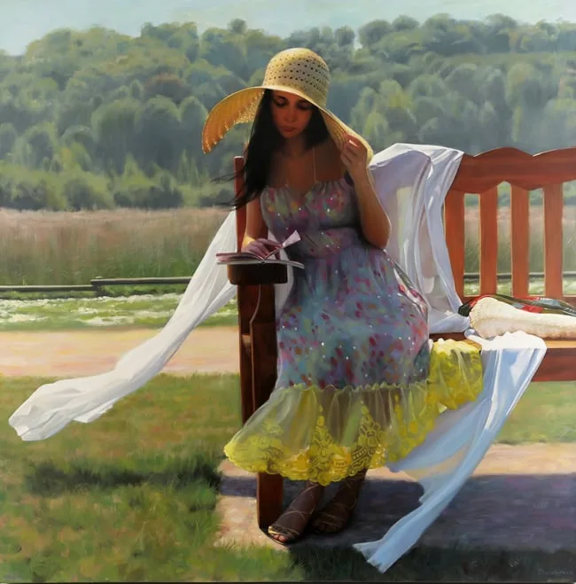 Andrei Belichenko, Spring Reading, Oil on Canvas