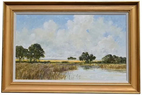 Ray George Ellis, Wild Mustard by the Marsh, Oil on canvas