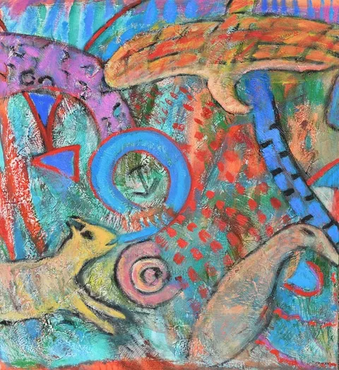 Florence Putterman, Animal Legends VI, Acrylic & Sand on Canvas