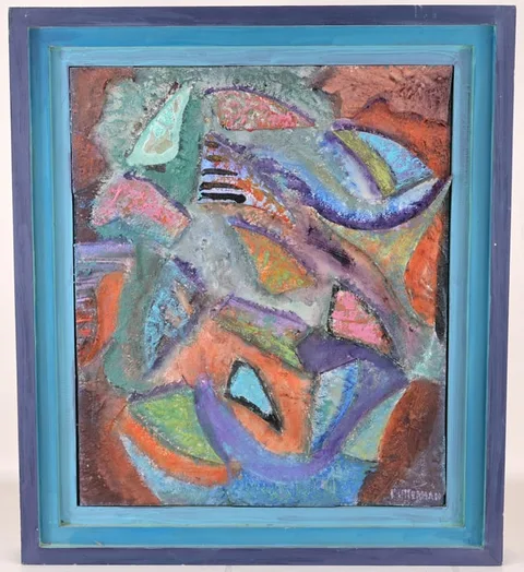 Florence Putterman, Blue Mood, Acrylic on Carved Wood