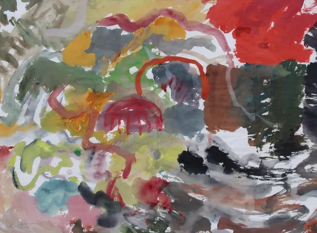 The Red Rock by Thomas Koether, Oil on Paper, sold Jan 2026