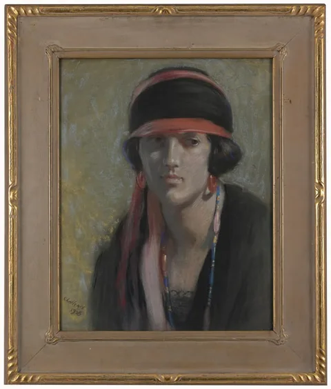 Frederick Sproston Challener, Portrait of a Woman in Gypsy Dress, Pastel on Paper