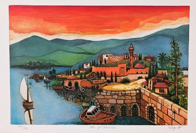Amram Ebgi, Sea of Galilee, Color print