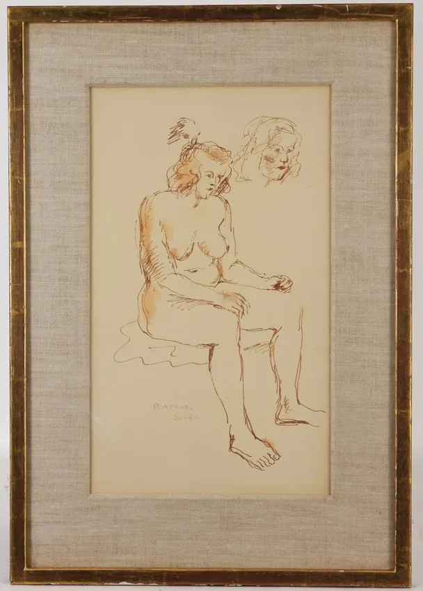 Seated Nude by Raphael Soyer, 1940, Ink on Paper, sold Jan 2026