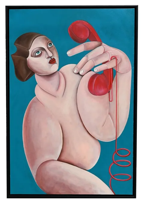 Georgia Dymock, Girl with Phone, 2021, Oil on Canvas