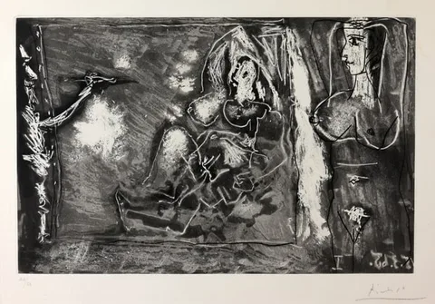 Pablo Picasso, Dans L'Atelier, 1965, Aquatint and Drypoint on wove paper