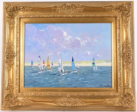 Niek Van der Plas, Regatta, Oil on Board