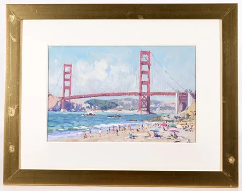 Niek Van der Plas, Golden Gate Bridge, Oil on Board