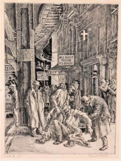 Reginald Marsh, Smokehounds, 1935, Etching