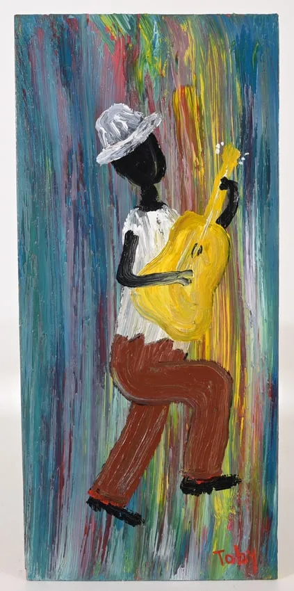 Toby Hollinghead, Guitar Picker, Oil on Wood