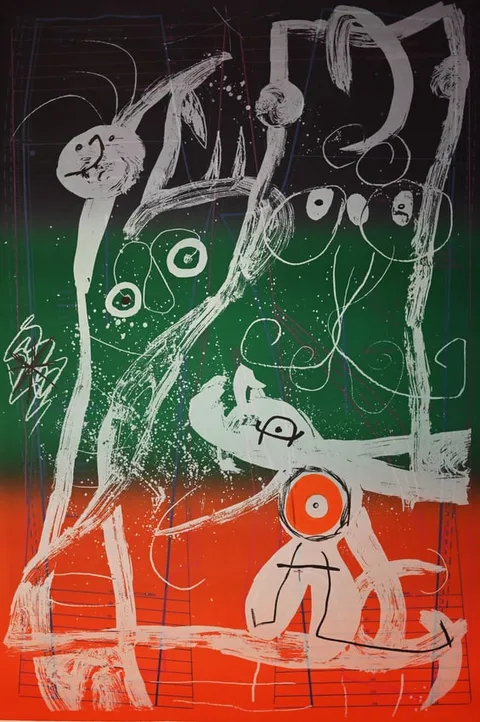 Le Delire de Couturier, Bleu, Rouge, Vert by Joan Miró, 1969, Color Lithograph, sold Apr 2026