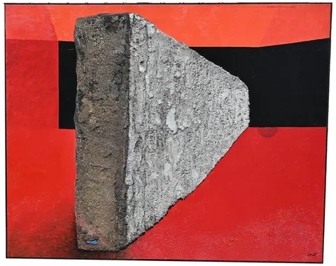 Enrico Donati, Carcassonne II, 1977, Oil and Sand on Canvas