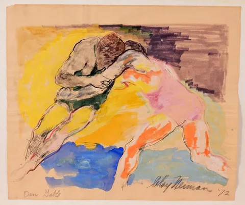 LeRoy Neiman, Dan Gable at the Olympics, 1972, Watercolor on Paper